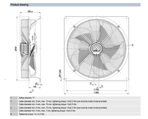 Ventilateur axial EC ebm-papst W3G630-NP04-H1 630 mm, haute efficacité, pour ventilation industrielle, système de refroidissement d'unité de traitement d'air (UTA) - Product Image 2