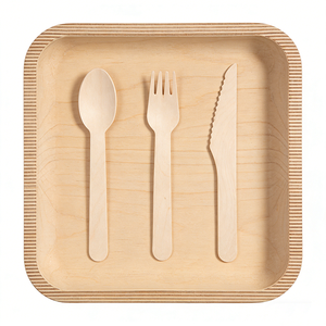 Nhà sản xuất thìa dùng một lần 160mm, đồ dùng ăn uống bằng gỗ, thìa gỗ bạch dương, dao nĩa bán buôn - Product Image 2