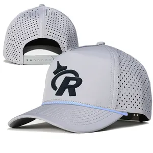 批发超细纤维运动帽空白设计3D刺绣标志灰色棒球帽定制穿孔高尔夫球帽激光孔帽