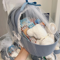 Boîte en carton portable à fleurs en forme de berceau pour bébé, boîtes rigides de style moderne pour fête prénatale et anniversaire, nouvel arrivage