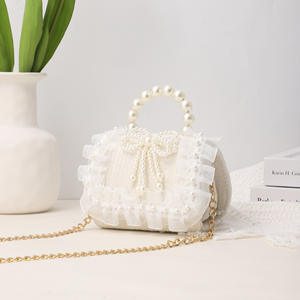 Новая модная детская сумочка с бантом, жемчугом, кружевом, через плечо, кошелек для монет - Product Image 6