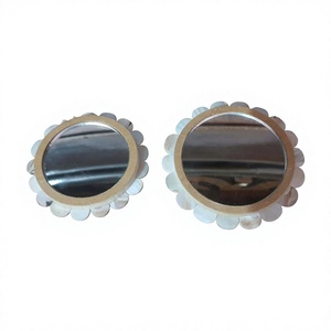 Hermoso espejo de piedra con incrustaciones de perlas madre pulidas hechas a mano, regalos para bebés recién nacidos, decoración del hogar con tema de amor - Product Image 1