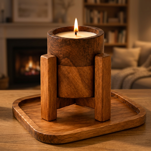 Bougie artisanale en bois BuildtoSuit, bougie en cire de soja faite à la main, respectueuse de l'environnement, parfumée, décorative, longue durée, 10,5 x 10,5 - Product Image 5