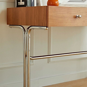 Solid Wood <b>Desk</b> Nordic Minimalist Style 110x55x75 Cm With Drawer For Bedroom Office Writing Table - Product Image 2