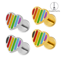 Droite Grand 316L Acier Inoxydable 16G Coeur Sans Fil Push Pin Labret Boucle D'oreille Plat Mode Piercing Bijoux