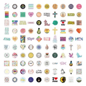 100 pièces jésus Phrase Cartoontastic autocollants <span class=keywords><strong>pour</strong></span> bagages Scooter <span class=keywords><strong>ordinateur</strong></span> portable décoration <span class=keywords><strong>Bible</strong></span> inspiré Design - Product Image 5