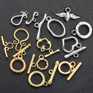 Connecteurs de bijoux en acier inoxydable plaqué or 18 carats, fermoirs OT de formes variées pour bracelets et colliers, accessoires de bijouterie DIY H1201 - Product Image 1