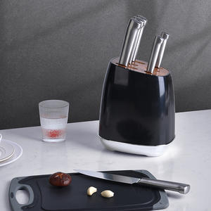 Juego de cuchillos de chef de acero inoxidable de 7 piezas de diseño moderno hecho a mano desechable con estante de almacenamiento de corte para cocinar logotipo láser - Product Image 2