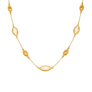 Collier en verre translucide à facettes multiples, design personnalisé, style élégant et luxueux, acier inoxydable - Product Image 4