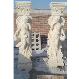 Vente en gros Pilier de colonne en marbre de haute qualité personnalisé décoratif extérieur Pilier de conception romaine pour la décoration de la maison