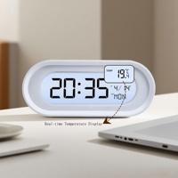 Multifunktionaler Digitaler LCD-Wecker mit Temperaturanzeige Hintergrundbeleuchtung Ein-Klick-Schlummerfunktion Stilvolles Ovales Design für Schreibtisch Schlafzimmer