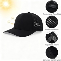 Vente en gros OEM Casquette de sport en polyester avec logo en relief personnalisé Casquette de golf pour la course à pied perforée avec trou découpé au laser