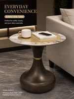 Table d'appoint moderne en dalle de roche ronde avec base en fer sculpté, fabrication directe usine OEM/ODM, pour salon, hôtel, salle de séjour, chambre à coucher