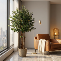 Olivier en pot en plastique de haute qualité - Décoration durable pour l'intérieur et l'extérieur, idéal pour le jardin et l'aménagement paysager