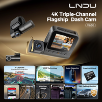 Caméra embarquée LNDU V630 4K+1080P+1080P à 3 objectifs, carte mémoire 64 Go, Wi-Fi, capture IA, super condensateur, commande vocale pour voitures