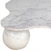 Table basse sculpturale moderne en marbre naturel ORRIS LIVING, plateau artistique, base de luxe, mobilier de salon