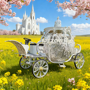 Silver <b>Carved</b> Crown <b>Pumpkin</b> Electric Carriage Royal Style Lawn Wedding Parade Display Cart - Product Image 1