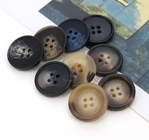 High Quality Custom Round 4-Hole 4 Hole Horn Resin Sewing Button Fashion 4 Holes Buttons For Clothes Shirt Suit