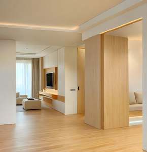 Gabinetes de Cocina Blancos Cremosos Cálidos, Isla de Cocina de Piedra, Estilo Minimalista de Madera Original, Personalización Completa para el Hogar - Product Image 5