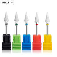 WELLSTRY – foret à ongles en céramique blanche, étiquette personnalisée, forme conique, pour e-file