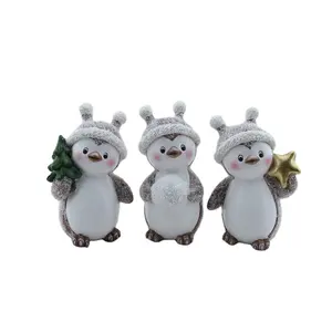 Figurine Decor Customized Miniature Penguin Shaped Home Figurine Ornaments Decorative Gifts Home Decoration Folk Art Animal Brown+white