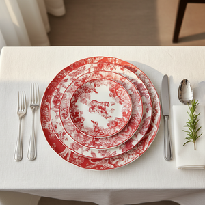 Juego de Platos de Porcelana Fina de Lujo al por Mayor, Ecológicos, con Diseño de Plantas, para Bodas y Regalos Empresariales - Product Image 1