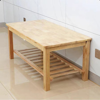 Table basse double niveau en bois massif d'hévéa durable avec espace de rangement, nouveau design carré moderne, mobilier de salon pour la maison