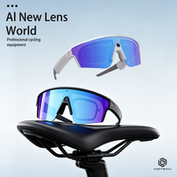 Gafas Deportivas Inteligentes Polarizadas con Lentes de Espejo Azul Hielo y Marco Negro Premium, Cámara de 13MP, Resolución de Fotos de 4160x3120, Asistente de IA
