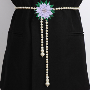 Statement Green and White Ribbon Flower Making Body Pearl Chain the Links Incorporated and <strong>Iota</strong> <strong>Phi</strong> <strong>Lambda</strong> Inspired Waist Chain - Product Image 6