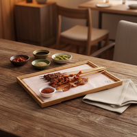 Plateau à thé rectangulaire en bois classique et table de service, écologique, créatif, personnalisable, pour les fêtes et la maison, plat de rangement alimentaire