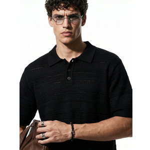 Polo de Punto Texturizado 2026 al por Mayor para Hombre, Estilo Retro, Lujo Discreto, Manga Corta, Casual, Personalizable con Bordado - Product Image 1