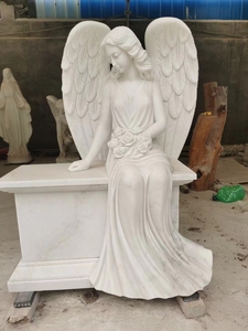European Style Granite Sitting <strong>Angel</strong> Statue Cemetery Memorial Bench Monument <strong>Headstone</strong> - Product Image 6