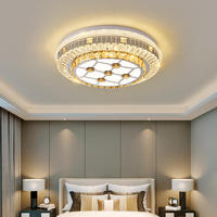 Lámpara de Techo de Cristal Contemporánea con Flores, Redonda, LED, K9, con Control Remoto, para Dormitorio y Cocina