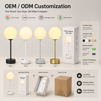 Lampe de table globe moderne sans fil rechargeable LED à intensité variable double température pour chambre à coucher, bureau, décoration Art Déco, chevet, en métal