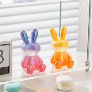 Huahua Rabbit Jelly Color Transparent Little Electroplated Resin Decorative