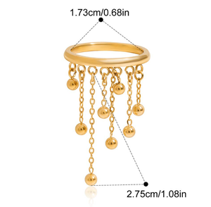 Bague ajustable ouverte pour femme avec breloque papillon, épingle de sûreté, fleur de perle et chaîne pendante, bijoux de mode - Product Image 6
