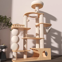 Arbre à chat extra-large en bois massif, design moderne et luxueux, écologique, avec lit intégré, 4 niveaux, montage facile pour