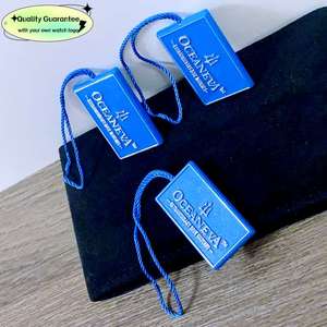 Etiquetas colgantes de plástico con logotipo en relieve para reloj, marca personalizada hecha a mano, de alta calidad - Product Image 3