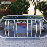 Casa prefabricada para las cuatro estaciones, UV/lluvia/nieve, cúpula deslizante elíptica antioxidante, tienda de burbujas de policarbonato, casa de forma ovalada