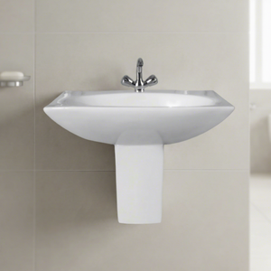 Vistaar Hospital & Villa Use Half Pedestal Ceramic Wash Basin With Modern Design Water Resistant - Product Image 4