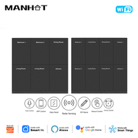 Interruptor de Luz Inteligente Manhot WIFI DIY con Panel Grande de 6/8 Botones, Compatible con SmartThings, Google Home y Alexa