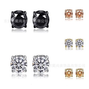 <b>Clip</b>-<b>On</b> <b>Earrings</b> Zircon Faux Studs Magnetic Unisex Fashion Party Jewelry Zinc Alloy Bezel Setting - Product Image 4