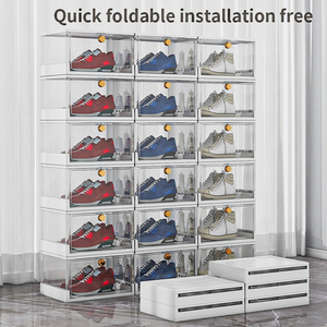 Scatola di Stoccaggio <span class=keywords><strong>in</strong></span> <span class=keywords><strong>Plastica</strong></span> Multifunzionale Salvaspazio Haogle, Espositore Pieghevole per Scarpe <span class=keywords><strong>in</strong></span> <span class=keywords><strong>Plastica</strong></span> per Soggiorno - Product Image 2