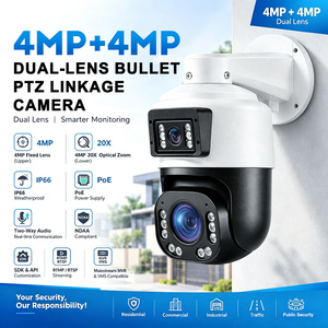 กล้องวงจรปิด OEM 8MP 4K แบบ PTZ สองเลนส์ ซูมออปติคอล 20 เท่า สำหรับภายนอกอาคาร มาตรฐาน IP66 รองรับ PoE มองเห็นในเวลากลางคืน พร้อมระบบตรวจจับ AI รองรับ NVR และ <span class=keywords><strong>VMS</strong></span> - Product Image 1