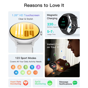 <span class=keywords><strong>Smartwatch</strong></span> con Display TFT Rotondo da 1,26 Pollici, Chiamate <span class=keywords><strong>Bluetooth</strong></span>, Impermeabile IP68, Fitness Tracker con 100+ Modalità Sportive, Orologio Intelligente per Uomo - Product Image 4