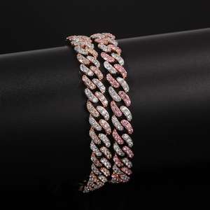 9 millimetri Cubic Zirconia Cubana Braccialetti di Collegamento Per Le Donne Degli Uomini di Modo di Hiphop Oro Argento di Colore Del Braccialetto Freddo Dei Monili di Bling - Product Image 3