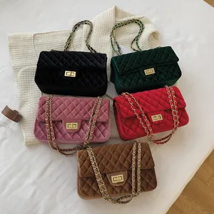 Fábrica Atacado Meninas Bolsas De Veludo Jovem Mulher Famosa Design Messenger Handbags Sacos De Mão De Luxo Para As Mulheres