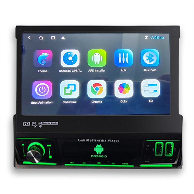 1 Din 7inch Manual Retractable Screen Car Stereo Mp5 Car Video Radio with Mp5 Dual USB Fm Bt GPS Navigation