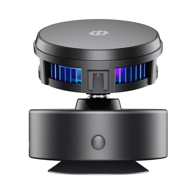 GSS 360 Degree Rotation RGB Lighting 15W Wireless Charging Strong Magnetic Mobile Phone Stand Vacuum Suction Desk Mobile Cooler