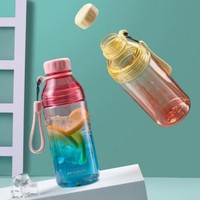 Forme ronde 500ml Sport de plein air ou Gym Bouteille d'eau en plastique Fitness Motivation avec corps détachable